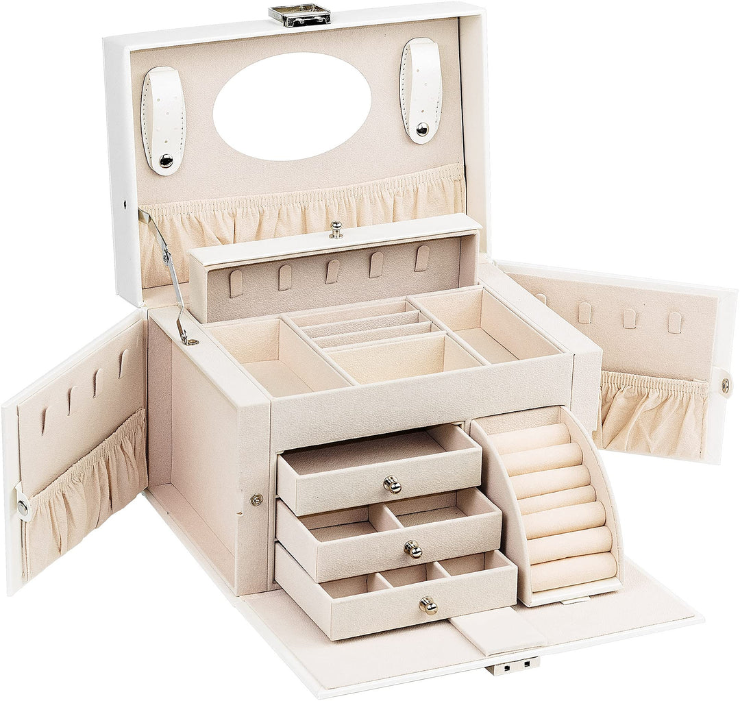 AdelDream Damenschachtel PU-Leder Medium Juwelierlocker mit Schloss Geeignet für Heimfahrt um Ringe
