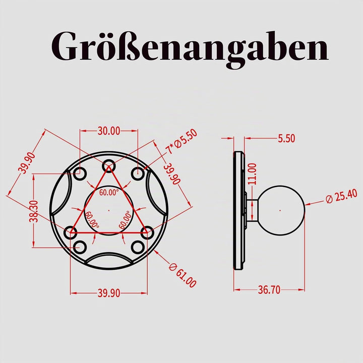BRCOVAN 2 Stück, 1'' Kugelhalterung mit Aluminiumlegierung AMPS-Loch Runder Plattenbasis, Kompatibel