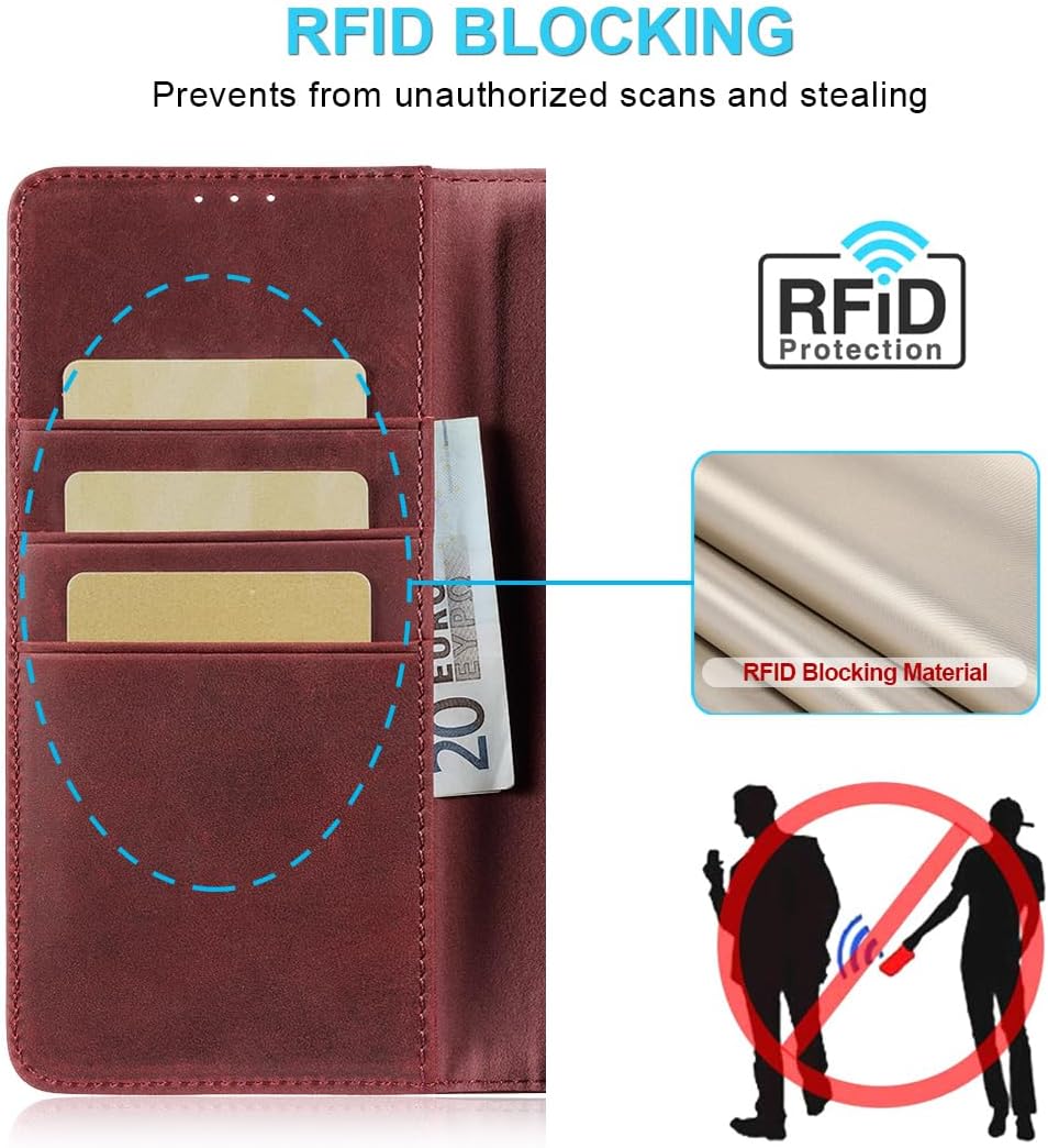 LENSUN Lederhülle für Samsung Galaxy A36, Echtleder Hülle [Echtes Leder][Wallet-Fach][Stand-Funktion