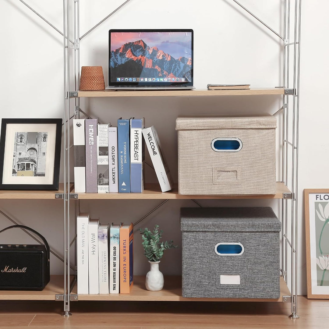Akten-Organizer, faltbare Aufbewahrungsbox mit 10 Hängeregistratur-Ordner, Aktenbox mit Deckel, grau