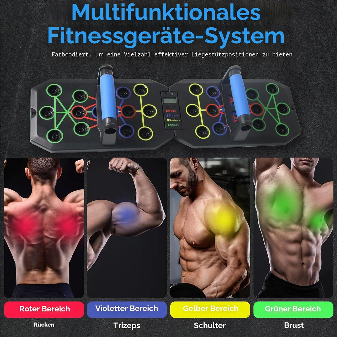 Push-Up Liegestütz-Brett,Liegestütze mit Griff mit Zähl-Timer,Faltbares Multifunktions Fitness-Board