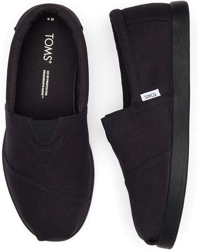 TOMS Herren Alp FWD Flacher Slipper 40.5 EU Black Black Recycled Cotton Canvas, 40.5 EU Black Black