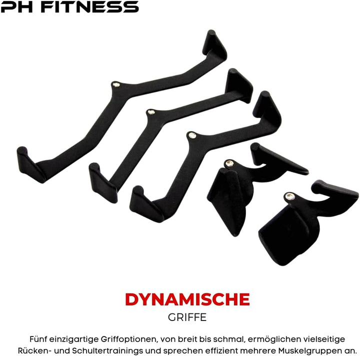 Multi Grip Set [5 Griffe] - Vielseitige Griffe für Latzug- und Rudergeräte - Verstellbare Fitnesssta