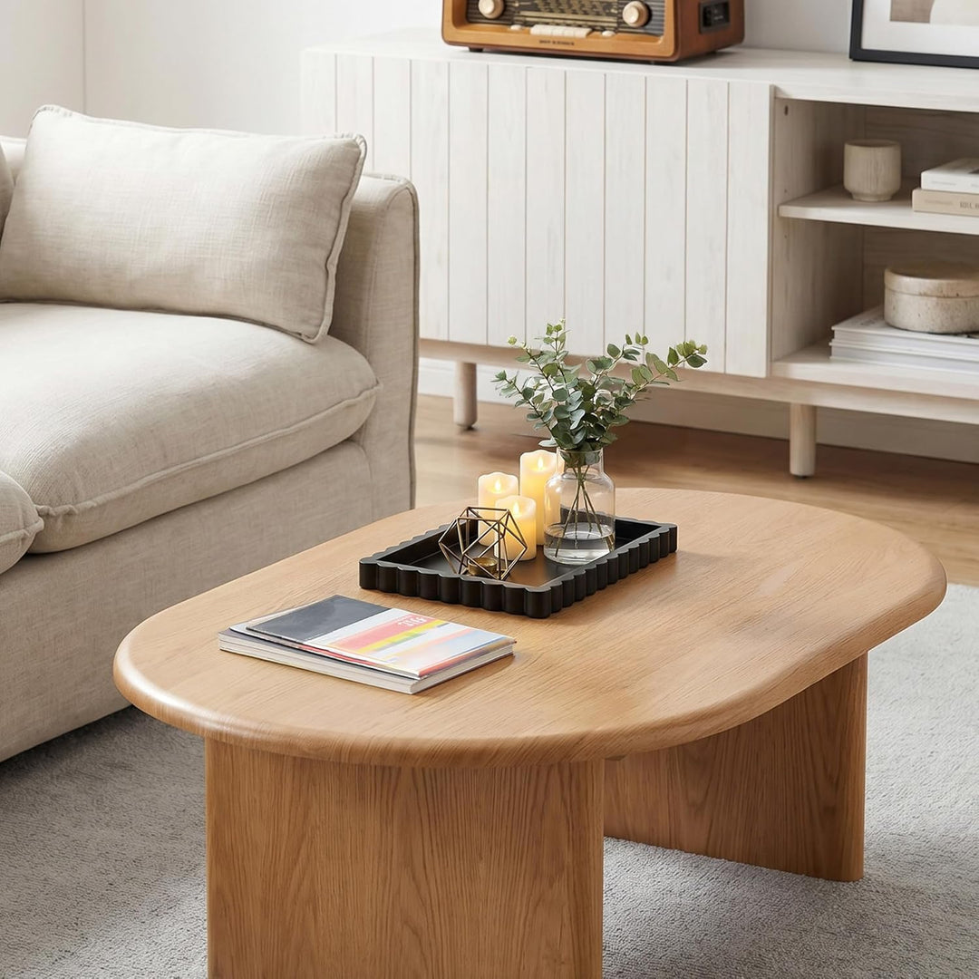 Hanobe Deko Tablett Schwarz 35x25 cm: Modern Serviertablett Holz Rechteckig | Dekotablett gross mit