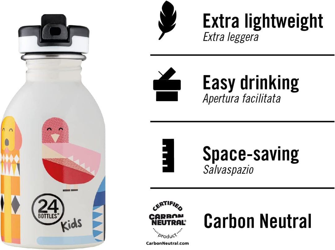 24Bottles Kids Bottle Trinkflasche für Kinder, Grundschule und Kindergarten, 250 ml, Flasche mit Ver