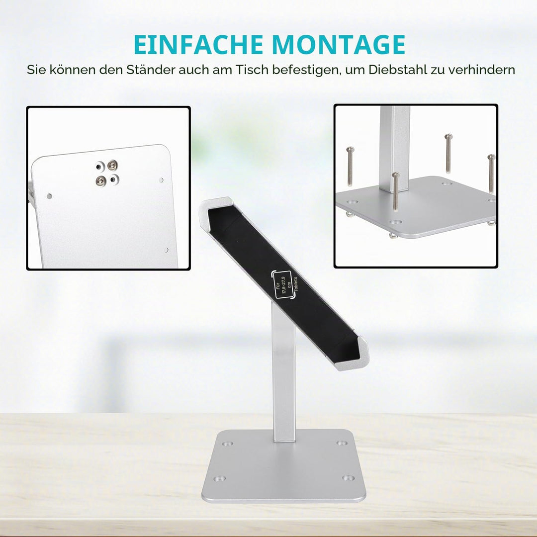 Desktop Tablet Halterung mit Anti Diebstahl Schloss und Schlüssel, woleyi Heavy Duty Aluminium Table