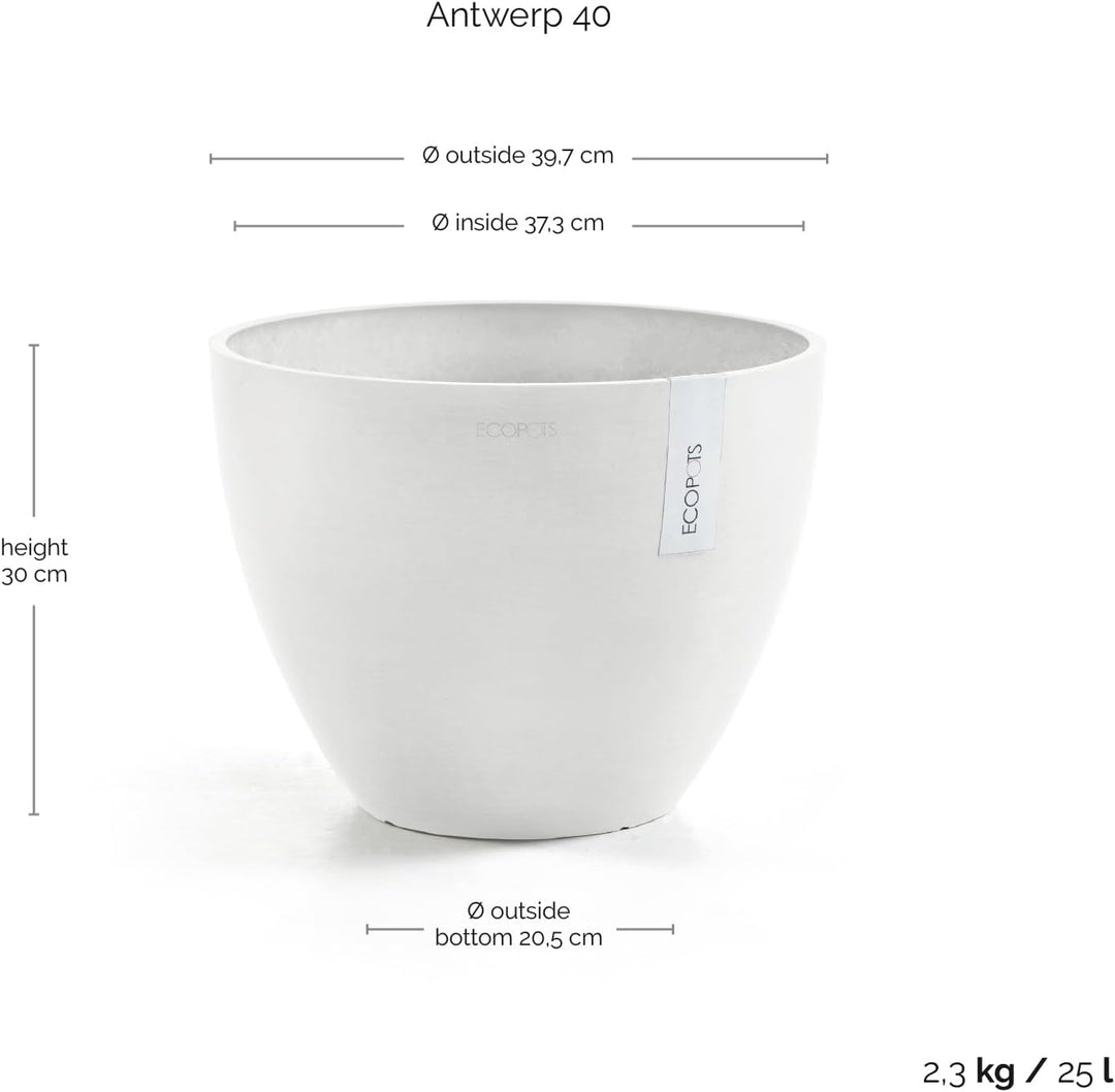 ECOPOTS Blumentopf Antwerp Braun Grau - Durchmesser Ø 40 cm rund gross - Pflanzentopf aus Recycling