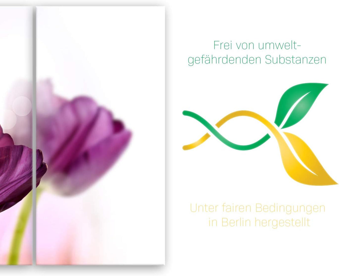 ge Bildet Bild auf Leinwand | Tulpe - Blumen Violett Natur E in 90x60 cm mehrteilig als Wandbild | W