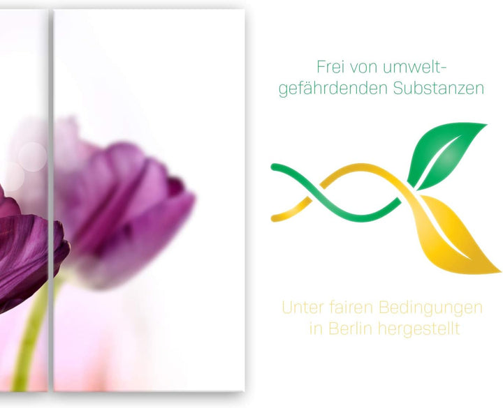 ge Bildet Bild auf Leinwand | Tulpe - Blumen Violett Natur E in 90x60 cm mehrteilig als Wandbild | W