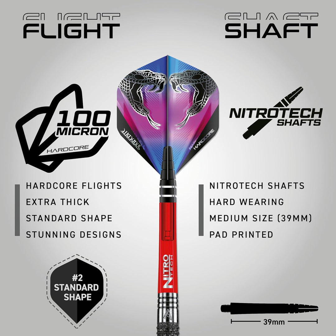RED DRAGON Peter Wright Snakebite Melbourne Masters Edition 22g Tungsten Darts mit Flights und Schäf
