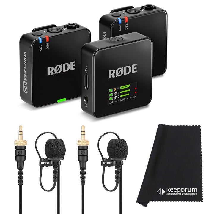 Rode Wireless GO Gen 3 Drahtloses 2-Kanal Mikrofon-Funksystem mit 2X Lavalier II Mikrofon und keepdr