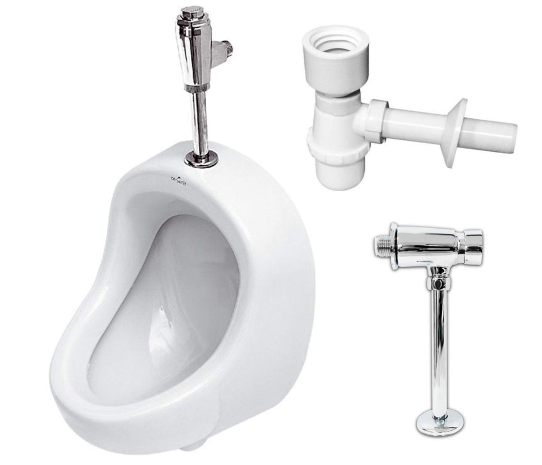 VBChome- Set: Urinal Zulauf Oben Weiss Modern Hochwertig Keramik Pinkelbecken senkrecht Pissoir PRÄS