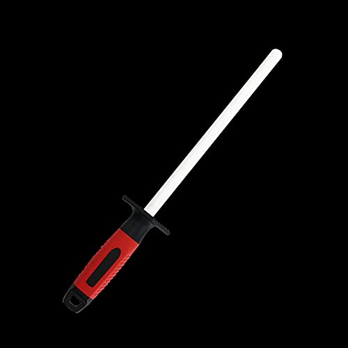 RGBS Messerschärfer, 25,4 cm Keramik-Schleifstab mit Diamantstein, Rot, für Zuhause, Küche, Messer,