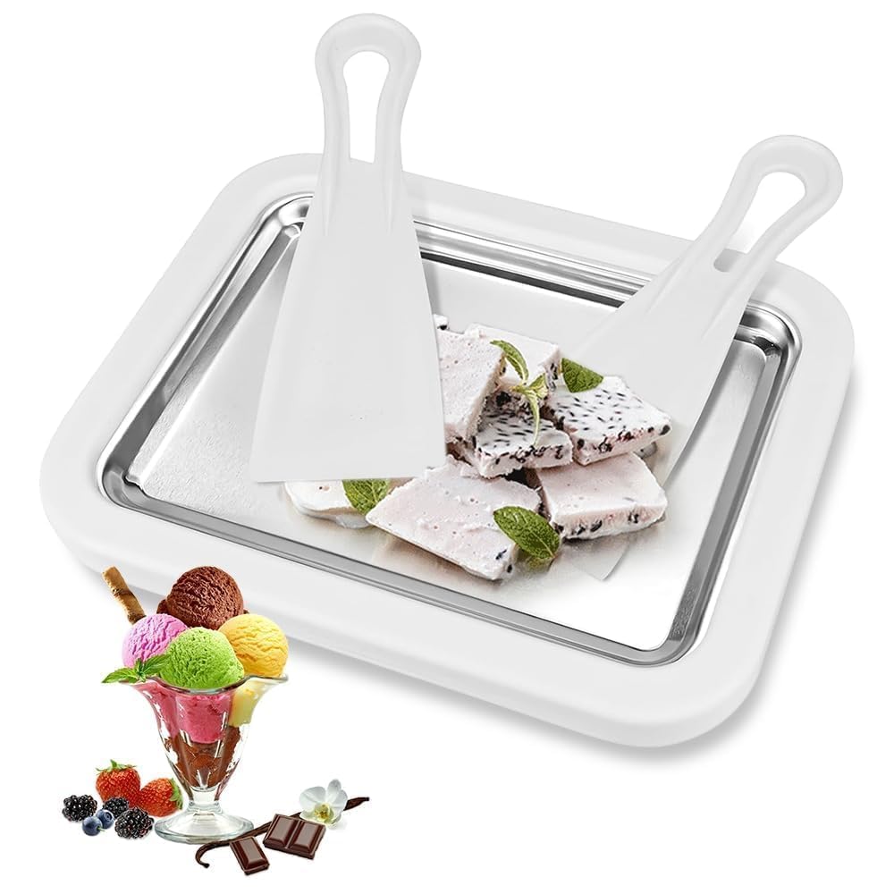 Eisplatte Zum Eis Machen, Roller Maker Pan mit 2 Spateln, Rolled Ice Cream Maker Eis Selber Machen D