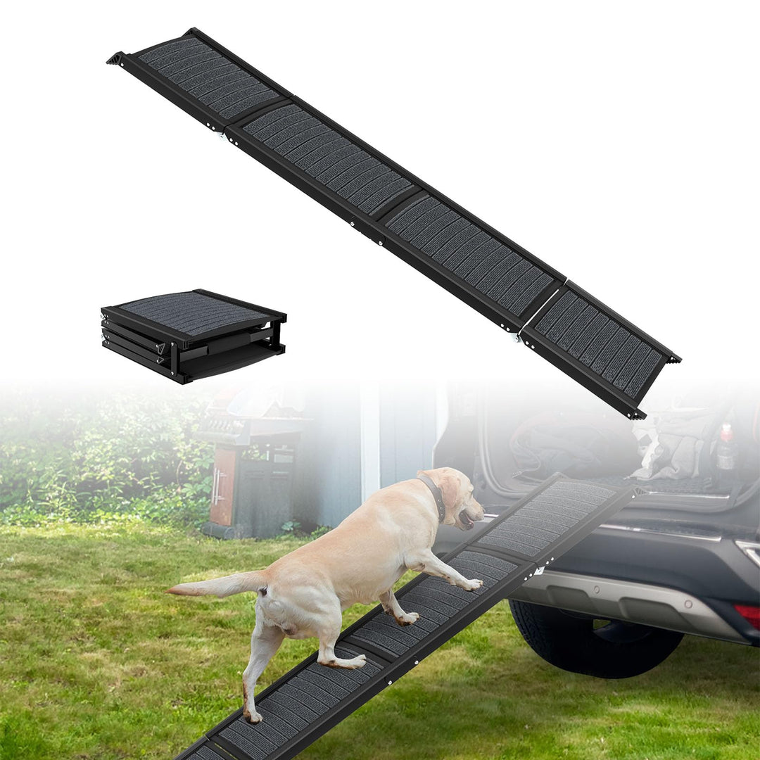 UISEBRT Klappbare Hunderampe für Autos & SUVs, Aluminium Hundetreppe 157x43cm, Tragbare Sicherheitst