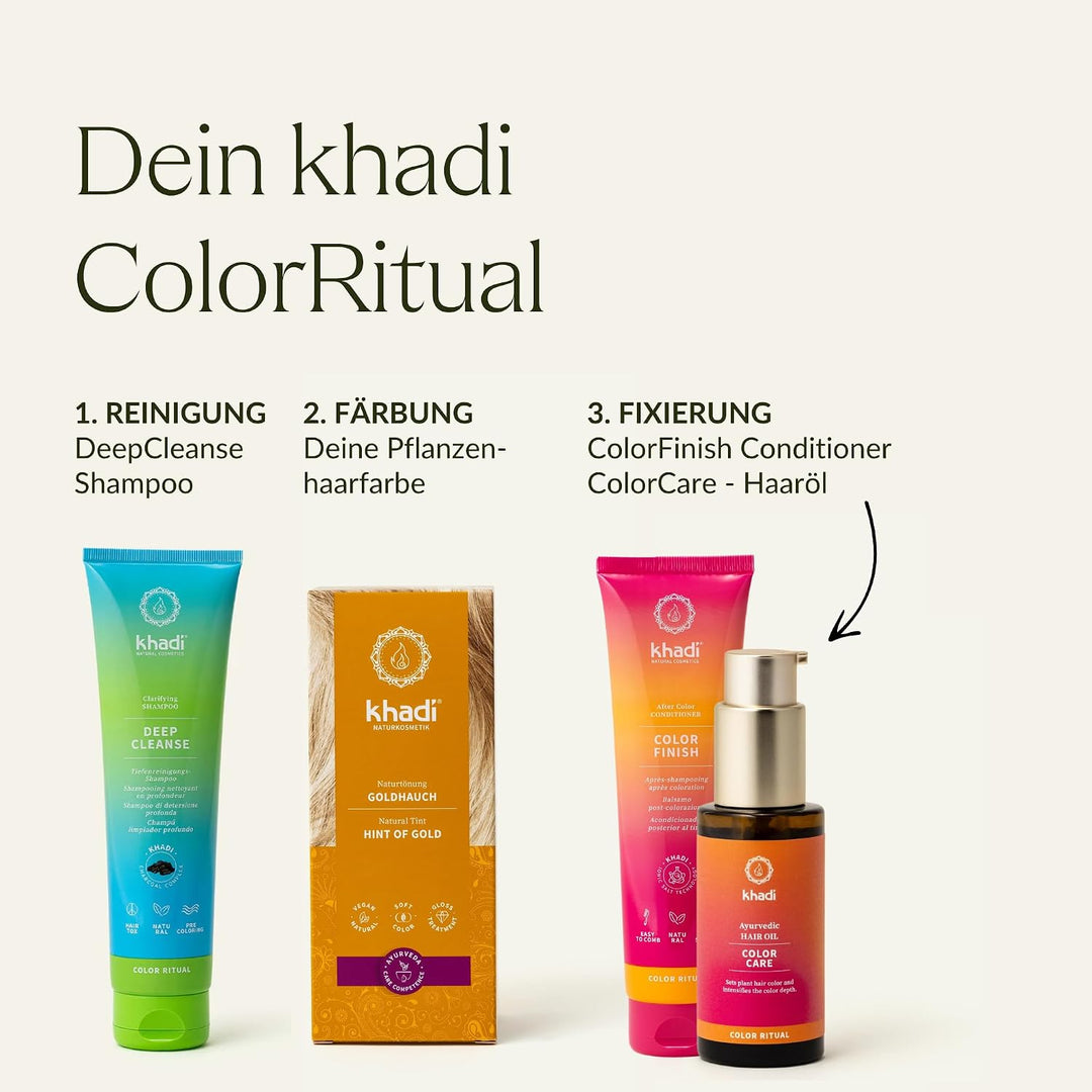 khadi GOLDHAUCH Pflanzenhaarfarbe - Haarfarbe für glänzenden Goldschimmer und für natürliche Blondre