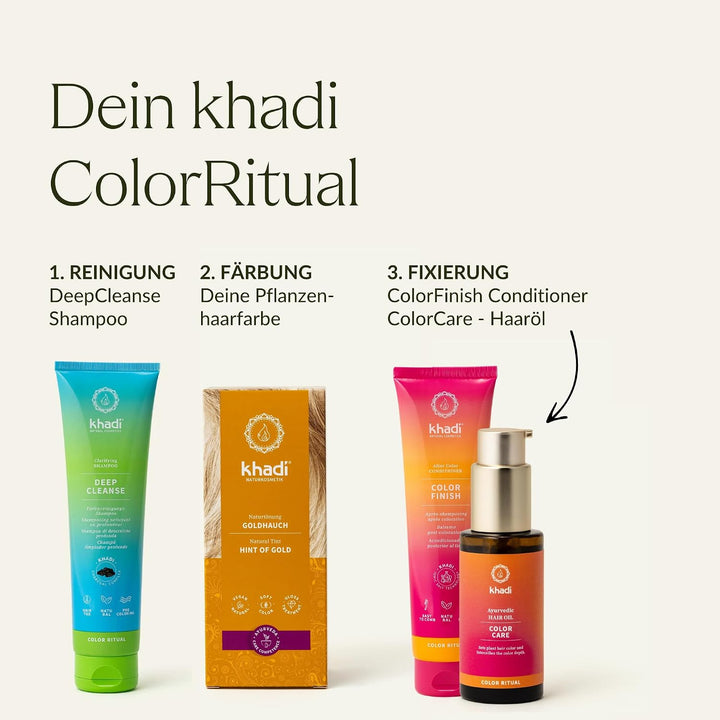 khadi GOLDHAUCH Pflanzenhaarfarbe - Haarfarbe für glänzenden Goldschimmer und für natürliche Blondre
