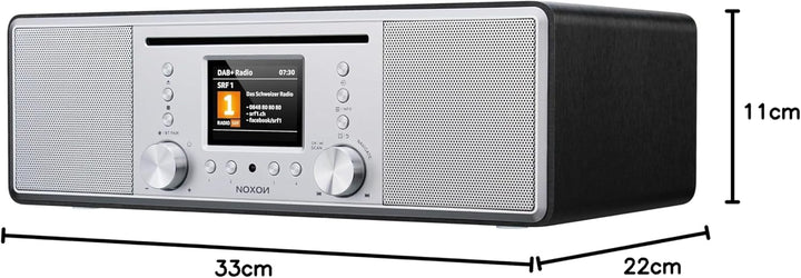 Noxon Furka Silber-Schwarz - DAB+, CD, UKW, Bluetooth, USB, AUX-IN, Stereo, Kopfhöreranschluss Silbe