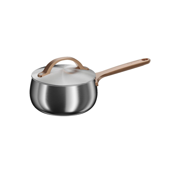 BergHOFF Home Kochtopf klein (16cm) – Stielkasserolle - Edelstahl Topf mit Deckel - Kochtopf für all