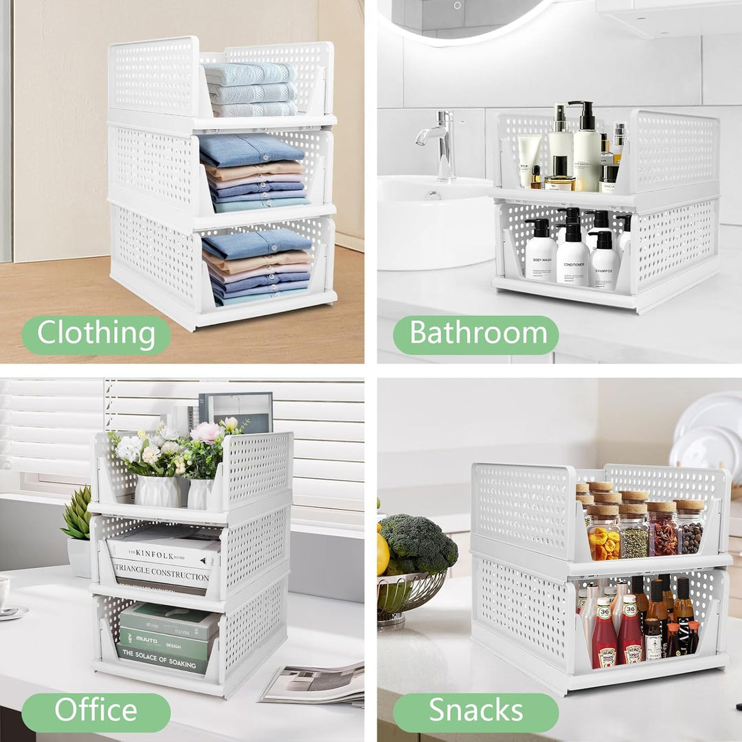 Diealles Shine Stapelbare Schubladenboxen, 4 Stück Kleiderschrank Organizer Ausziehbar, Plastik Schu