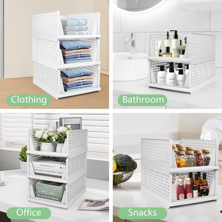 Diealles Shine Stapelbare Schubladenboxen, 4 Stück Kleiderschrank Organizer Ausziehbar, Plastik Schu