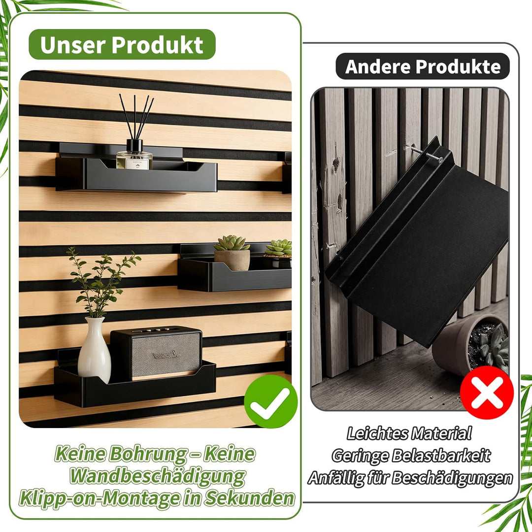 Meetory Zubehör für Akustikpaneele - 2 Stück Regal für Akustikpaneele Ohne Bohren Wandorganizer Wand