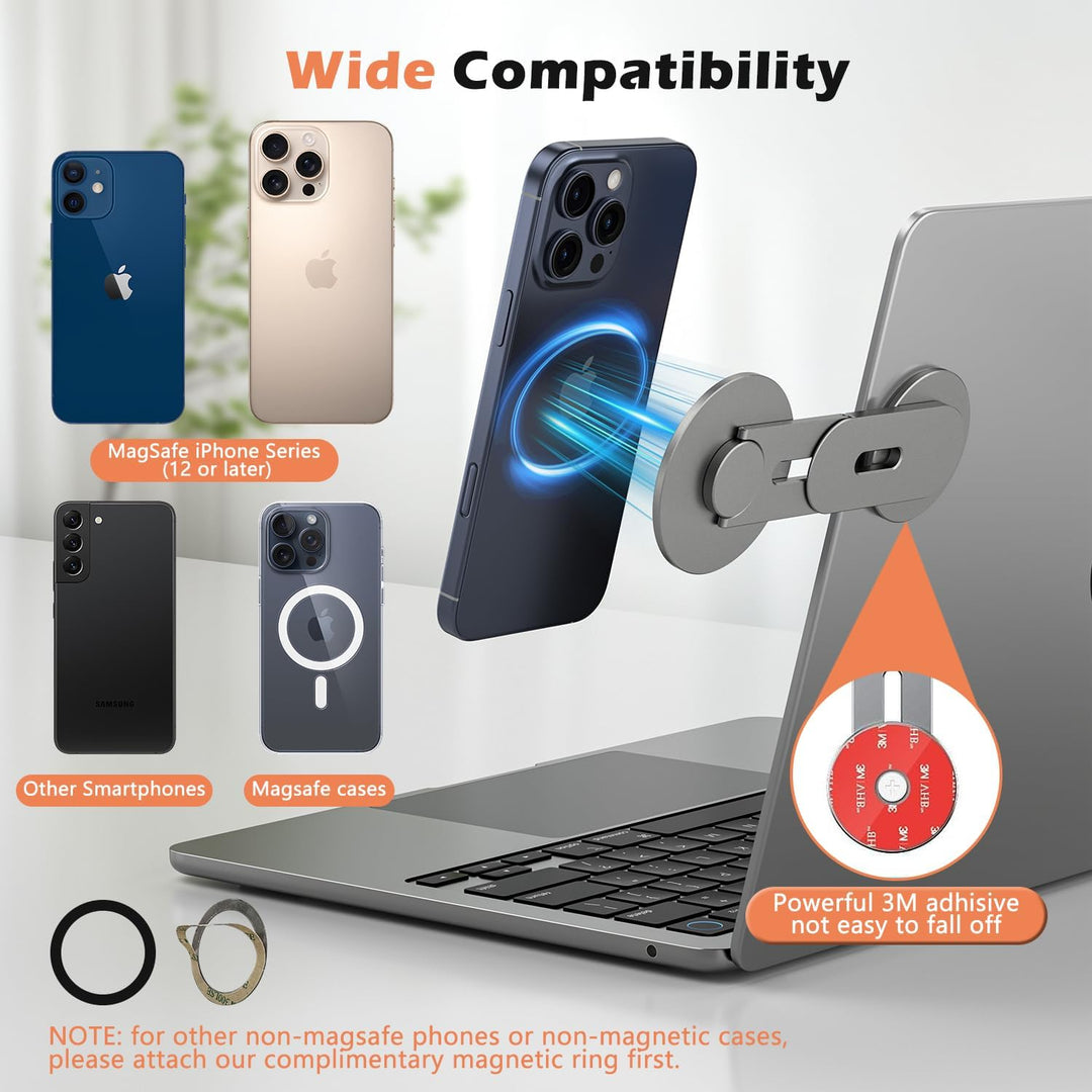 Magnetische Laptop Handy Ständer [110° Faltbar & 180° Einstellbare], Metall Handyhalterung Kompatibe