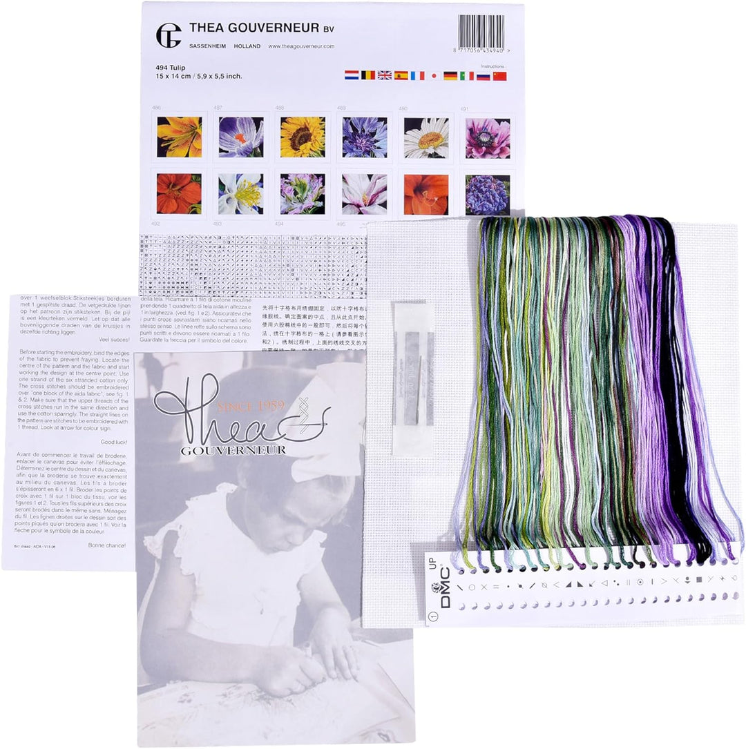 Thea Gouverneur - Kreuzstich-Set - Tulpe - Aia - Aida - 18 Count - Für Erwachsene - 494A, Tulpe - Ai