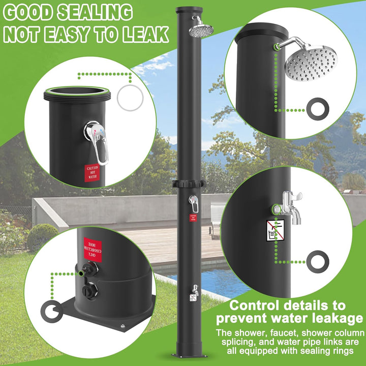 UISEBRT Solardusche 35 Liter - Gartendusche Solar Warmes Wasser max. 60°C ohne Stromanschluss, Ausse