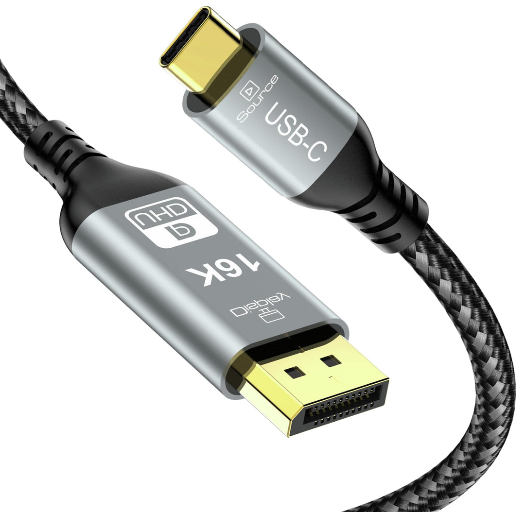 USB C auf DisplayPort 2.1 Kabel, 16K@30Hz 8K@120Hz 4K@240Hz, Thunderbolt 5/4 auf DP-Kabel, 40Gbps, T