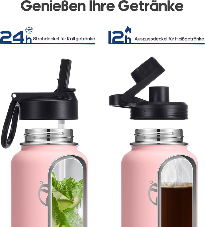 HydroPal Edelstahl Trinkflasche - 750ml, 1L, 1,2L, BPA-Frei, Kohlensäure geeignet, Isolierte flasche