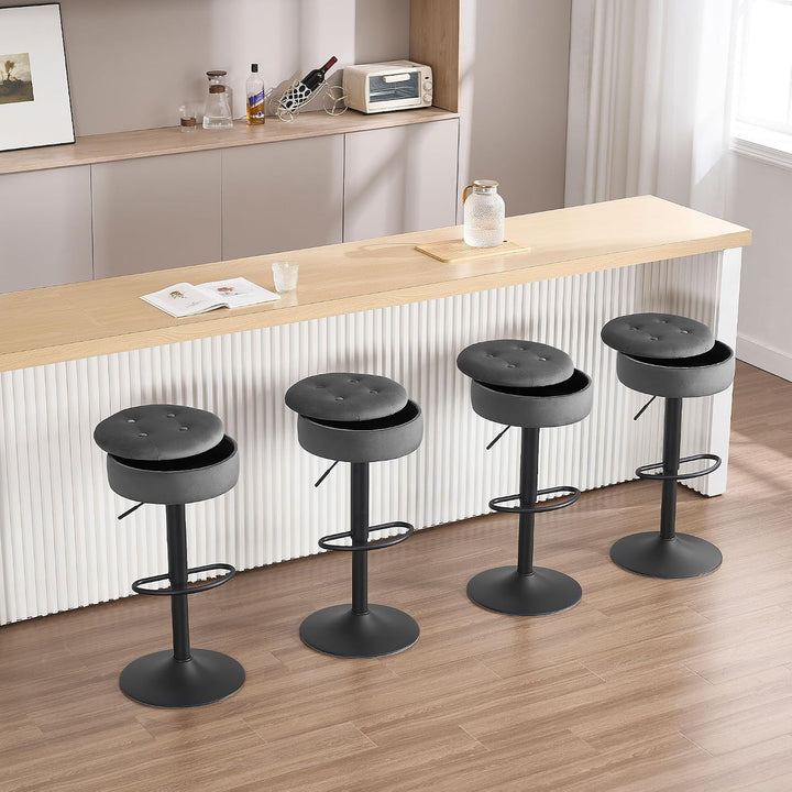 WOLTU Barhocker 2er Set, Sitzhocker mit Stauraum, Hocker höhenverstellbar 360° drehbar, Drehhocker f