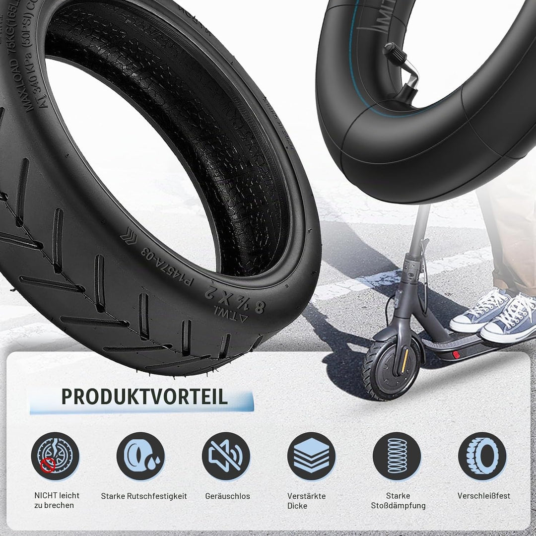 E Scooter Reifen 8 1/2 x2 Schlauch für Xiaomi Pro 2/Pro/M365/1S/Mi 3, 50/75-6.1 Reifen und Schlauch