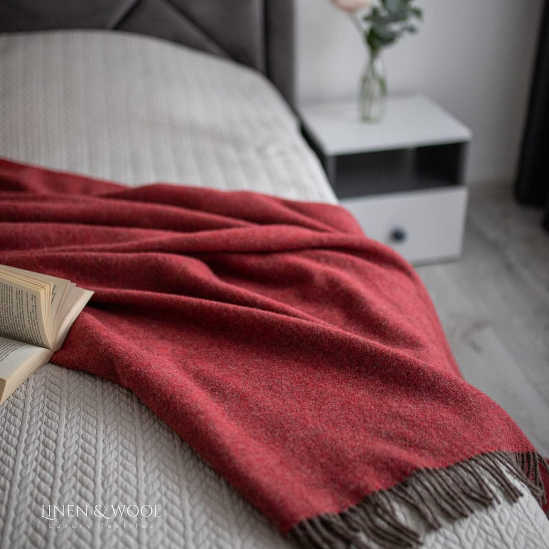 Linen &amp; Cotton Weiche Warme Decke Wolldecke Wohndecke Kuscheldecke Columbus - 100% Reine Neuseeland