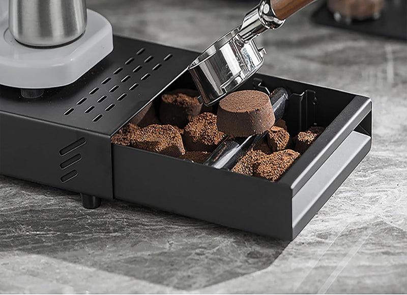 Fishawk Espresso-Klopfbox-Schublade, Edelstahl-Kaffeesatz-Klopfbehälter mit Abnehmbarer Klopfstange,