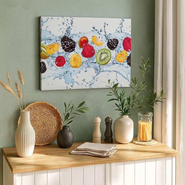 Bilder auf Leinwand 100x70cm Leinwandbild Wasser Früchte frisch Essen Gross Wanddeko Bild Schlafzimm
