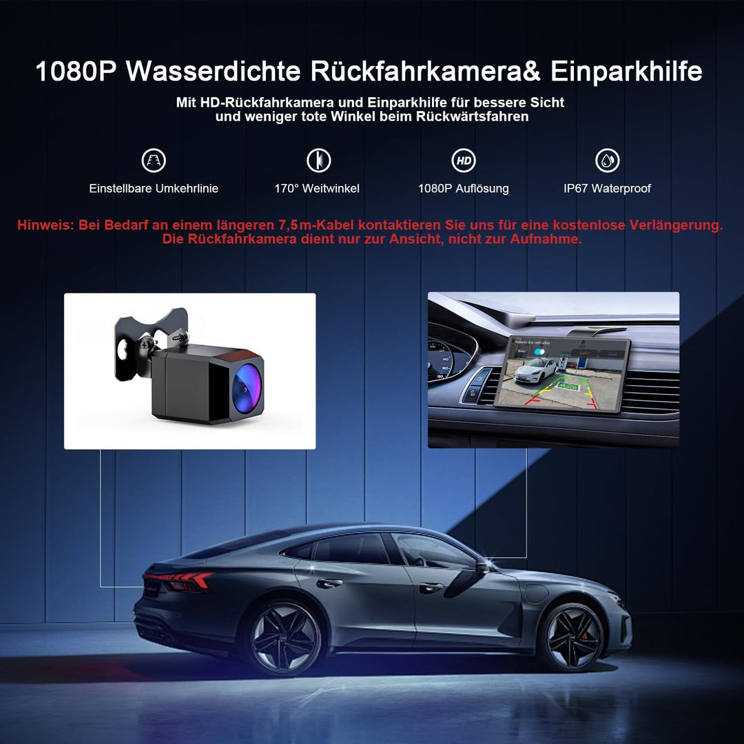 Avylet 8'' Tragbares Carplay Display für Apple CarPlay & Android Auto, 1440x900 Touch Bildschirm, Ma