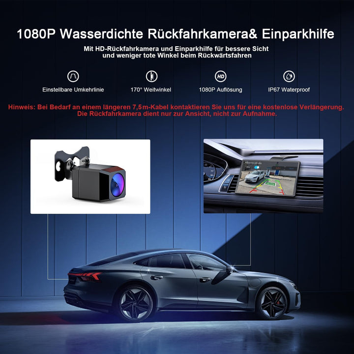 Avylet 8'' Tragbares Carplay Display für Apple CarPlay & Android Auto, 1440x900 Touch Bildschirm, Ma