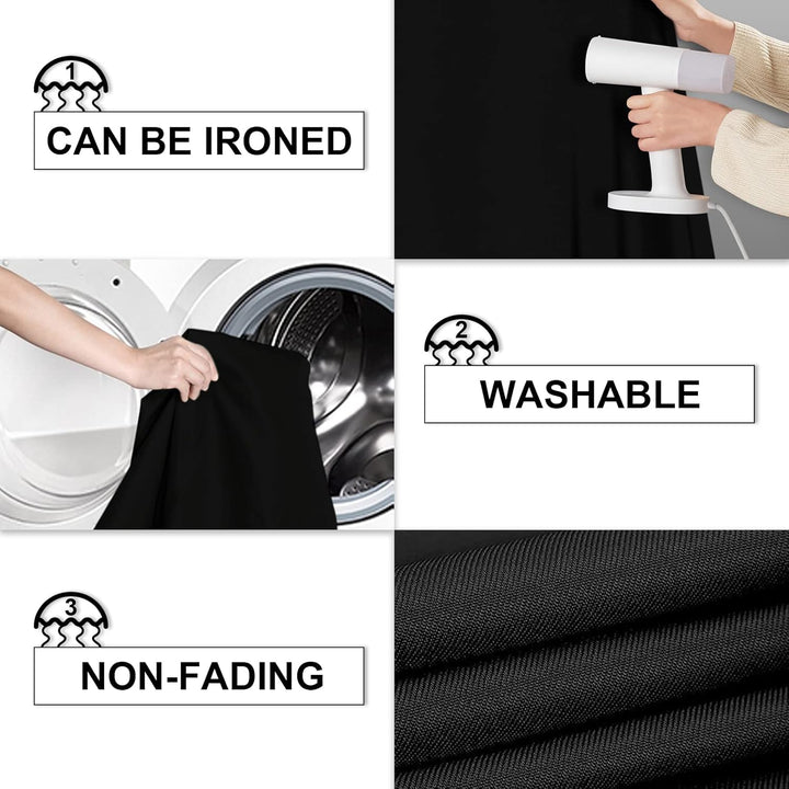 Fotohintergrund, 3x3m/9.8x9.8ft Schwarzer Stoff, Orthland Hintergrund Fotografie mit 4 Leimzwinge, F