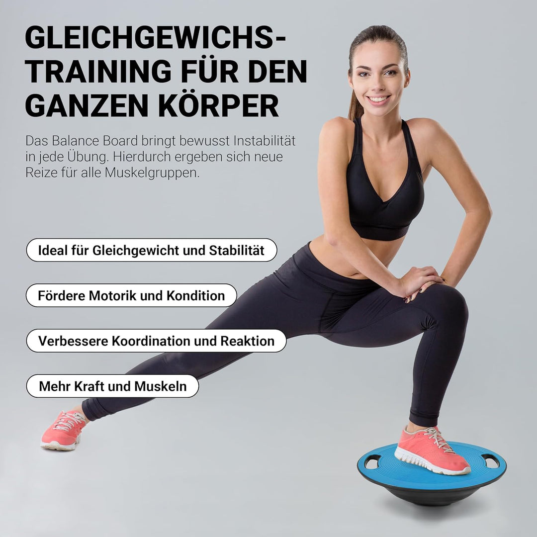 MSPORTS Balance Board Premium 40 cm Durchmesser inkl. Übungsposter und Work Out App GRATIS - Therapi