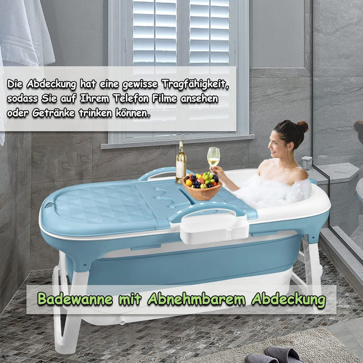 Froadp Faltbare Badewanne Erwachsene Foldable Bathtub mit Abnehmbarem Abdeckung Tragbare Faltbadewan