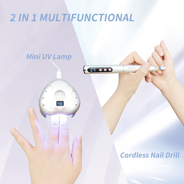 Nagelfräser Kabellos, Elektrische Nagelfeile Professionelle 2 in 1 Fräser für Gelnägel Acrylnägel mi