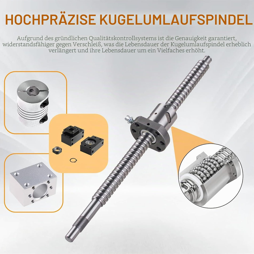 CNCYEAH SFU1204 Kugelumlaufspindel 300mm Gewindespindel Edelstahl Linearführung mit Bearbeitetem End