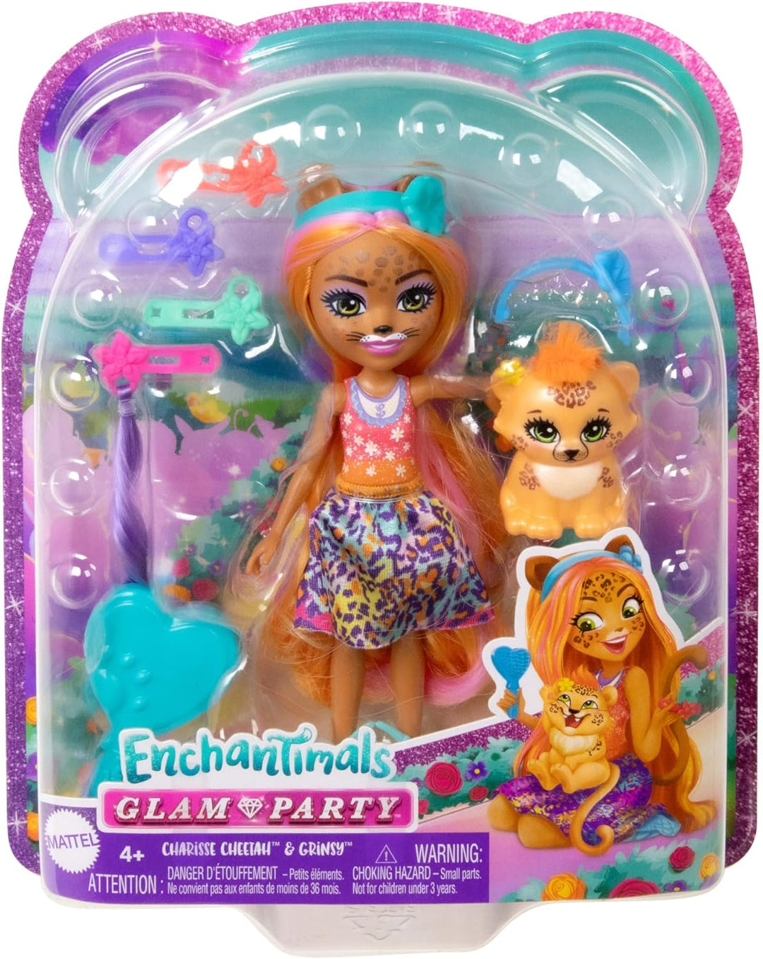 Enchantimals Glam Party Deluxe Hair - Puppe mit Zemirah Zebra, Gillian Giraffe oder Charisse Cheetah