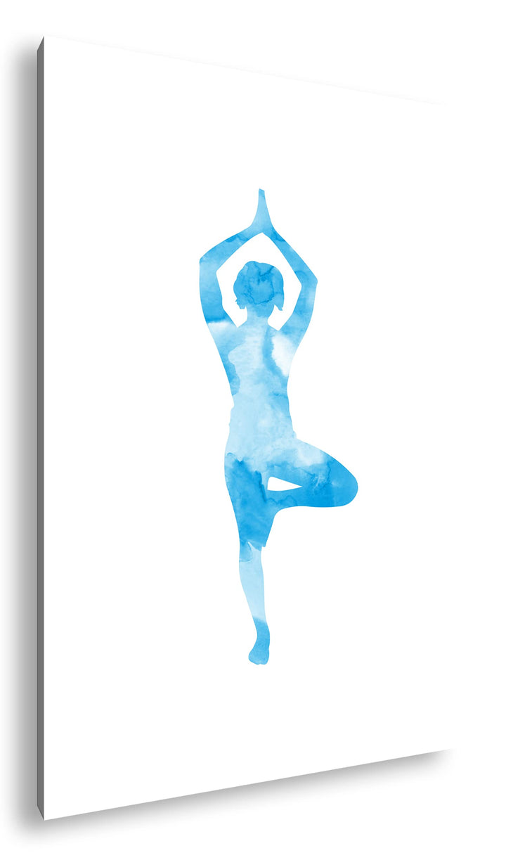 deyoli Yoga-Pose-Illustration Format: 80x60 Effekt: Monocrome Blau als Leinwandbild, Motiv fertig ge