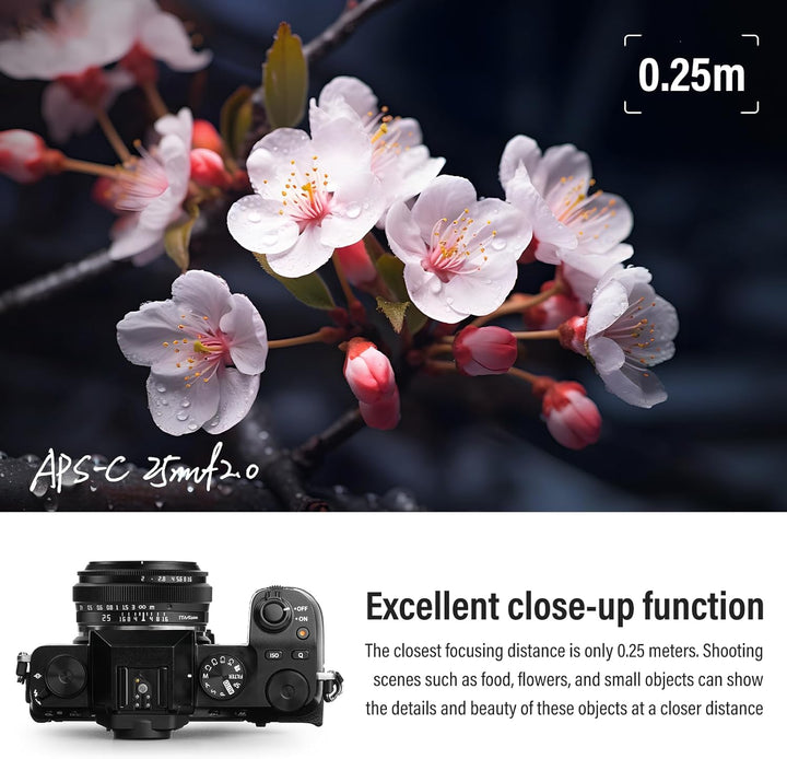 TTARTISAN 25mm F2 Kameraobjektiv Camera Lens für Fuji X-Mount APS-C Manuelles Tragbares Pancake-Obje