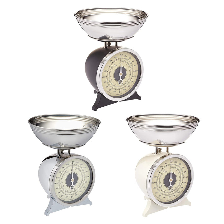 KitchenCraft Classic Collection Mechanische Küchenwaage mit Schale, Geschenkbox, Cremefarben, 2kg Si