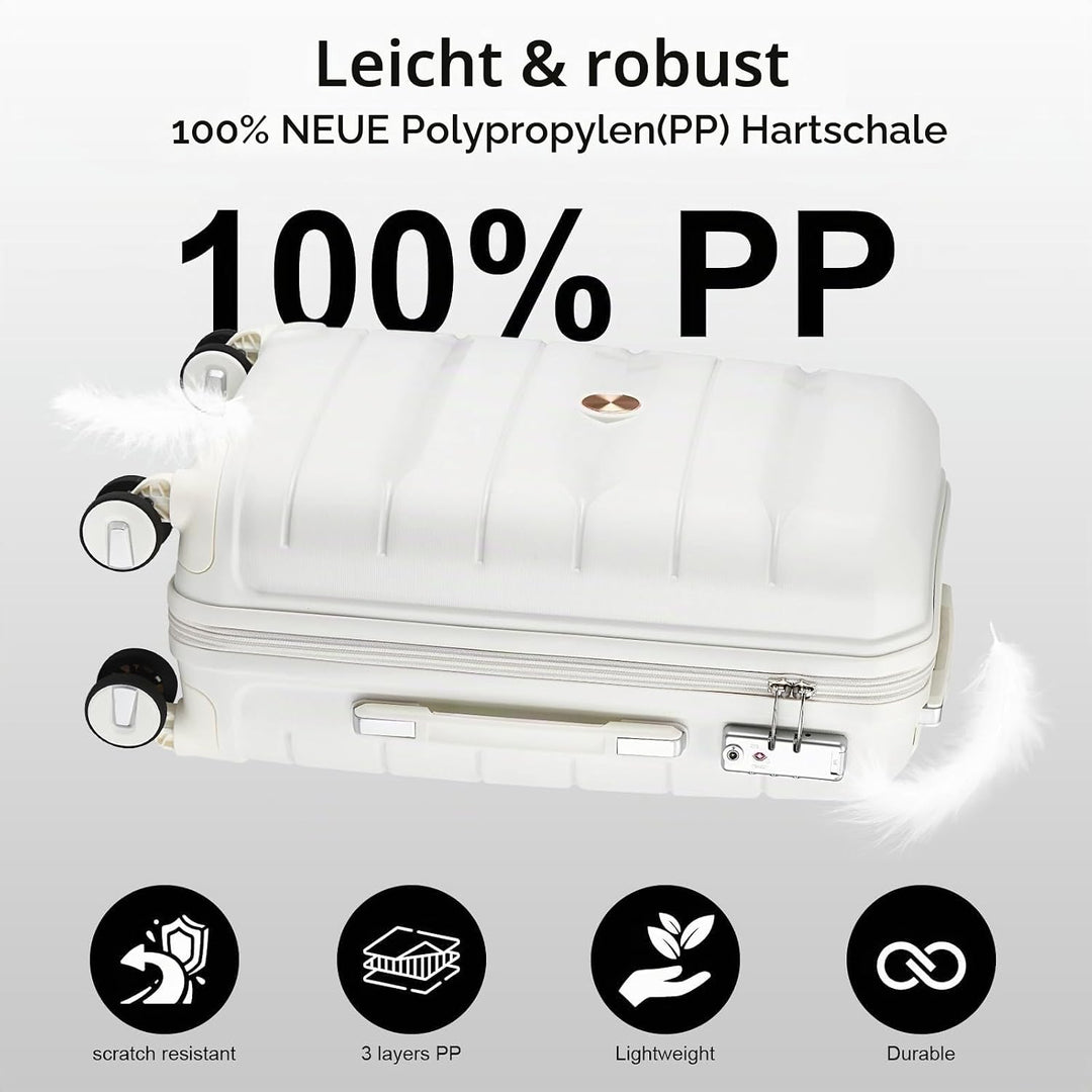 Sea choice Hartschalen Koffer Trolley Erweiterbar Kabinen Handgepäck 100% PP Leicht Reisekoffer mit