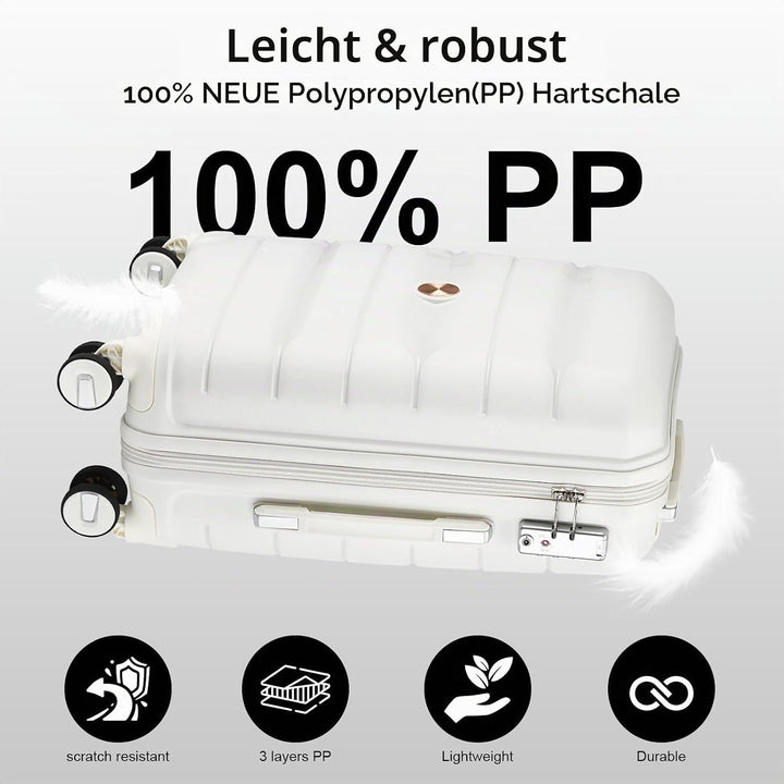 Sea choice Hartschalen Koffer Trolley Erweiterbar Kabinen Handgepäck 100% PP Leicht Reisekoffer mit