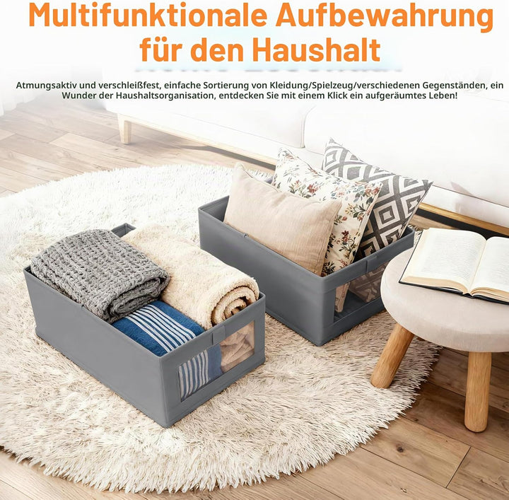 Faltbarer Kleiderschrank-Organizer – Leinenaufbewahrungsbehälter mit Klarem Fenster, Stoffbox für Sc